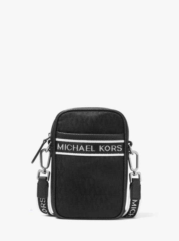Panske Crossbody Kabelka Michael Kors Kent Logo Jacquard Smartphone Čierne - Tasky Michael Kors Sleva | NMLRI-4095